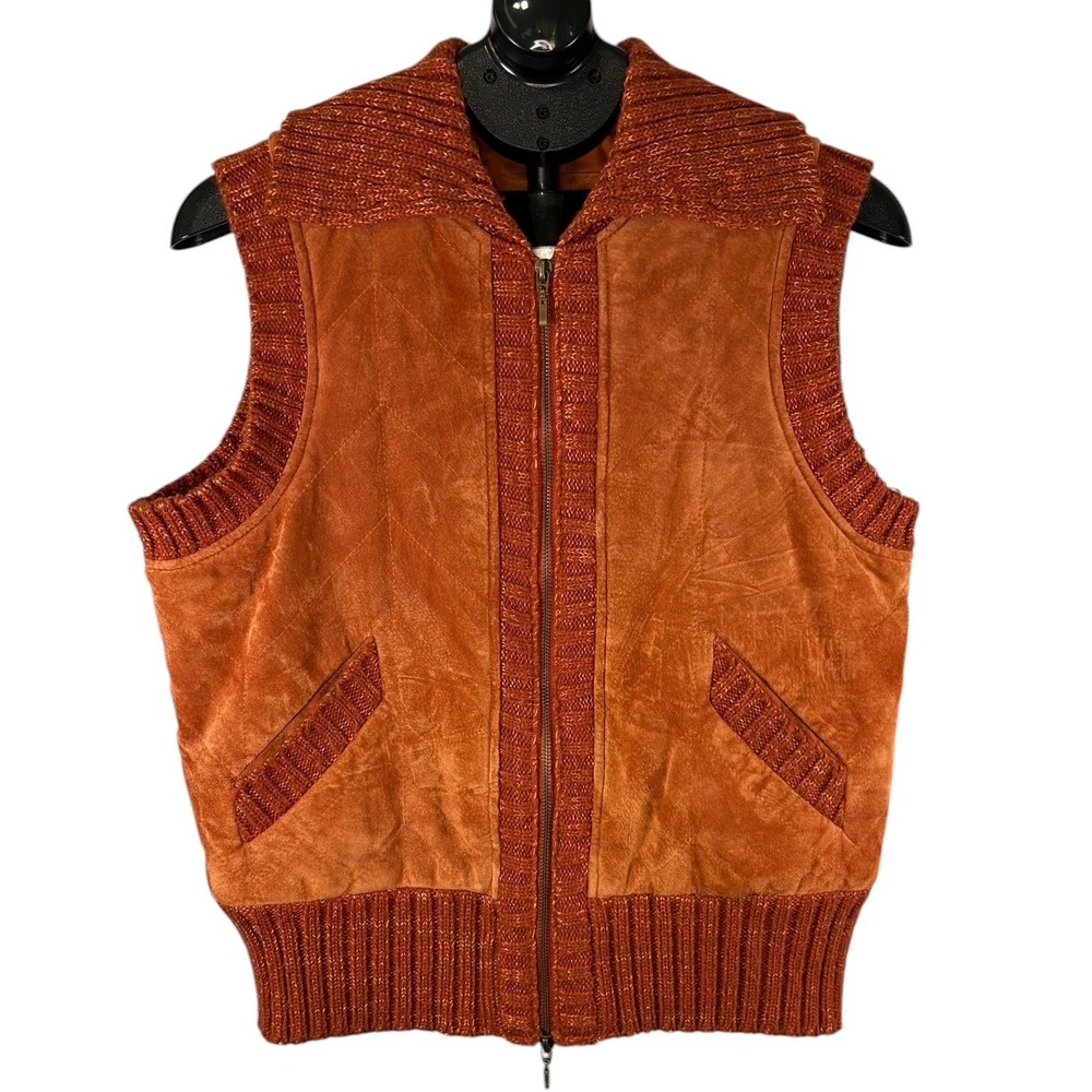 Vintage Saguaro West‎ Trading Co Suede Leather and Knit Vest 1970-80's